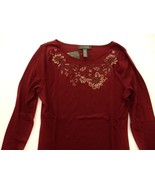 NEW Ralph Lauren Shirt Top Embellished Sequin Bead L/S Burgandy Wine Wom... - £18.92 GBP