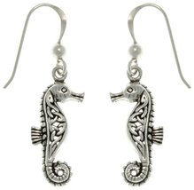 Jewelry Trends Sterling Silver Celtic Knot Seahorse Dangle Earrings - £35.30 GBP