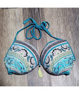 Shade &amp; Shore Underwire Floral Pink Blue Tassel Lined Bikini Top Size 36... - $185.12 MXN
