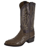 Mens Cowboy Boots Rodeo Dress Brown Ostrich Print Round Toe Botas Hombre... - $106.14 CAD