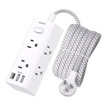 10 Ft Power Strip Surge Protector, Extension Cord With 6 Widely Outlets 3 Usb Po - £31.26 GBP