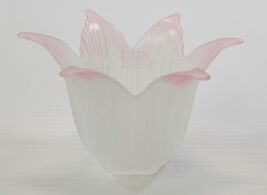 AA) Frosted Pink Glass Tulip Trinket Tealight Candle Jewelry Holder Flor... - $5.93