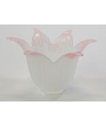 AA) Frosted Pink Glass Tulip Trinket Tealight Candle Jewelry Holder Flor... - $5.93