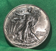 1942 Walking Liberty 90 % Silver Half Dollar  Gem Au - Full Face -Nice Coin! - £42.38 GBP