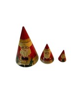 3 Nesting Dolls Santa Claus Wood 3 Piece Hand painted 4.5” Tall - $15.83