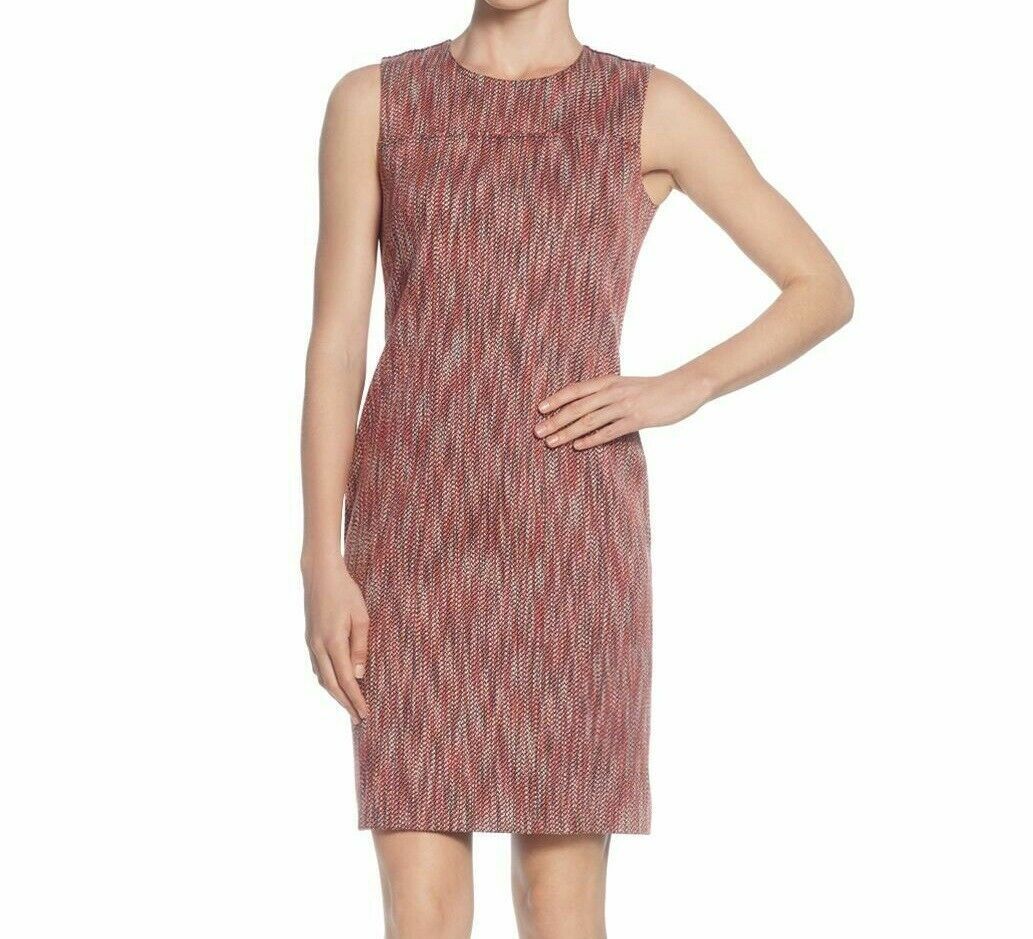 Primary image for Tahari T Womens 4 Melon Pink Combo Sleeveless Tweed Panel Lined Shift Dress NWT