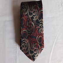 Mens Neck Tie Necktie Silk Pierre Cardin Geometric Maroon Silver Spirals Black - £9.57 GBP