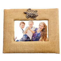 Nautical Themed Sea Turtle Burlap Covered Picture Frame For 4X6 Picture - £11.63 GBP