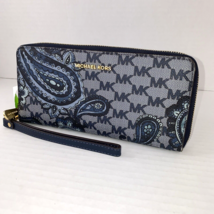 Michael Kors Wallet Jet Set Large Continental Travel Blue Paisley W6 - $89.09