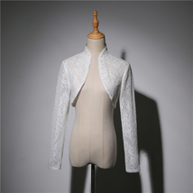White Long Sleeve Wedding Lace Cover Ups Bridal Plus Size Lace Boleros image 1