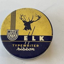 Miller Elk Typewriter Ribbon Tin 2.5” Aurora IL Vintage - £14.92 GBP