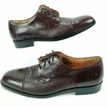 Pronto Uomo Firenze Dress Shoes Men 11 Burgundy Red Leather Oxford Cap Toe Italy - £23.73 GBP