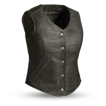 Women&#39;s The Derringer Concealed Rider Leather Motorcycle Vest - £93.86 GBP