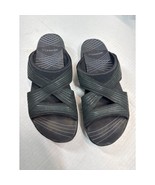 Merrell Black Criss Cross Leather Slip-On Sandals Womens Size 8 - $34.97 CAD