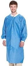 Disposable Lab Coats 41 in Long 100 Blue Lab Coats with Snaps, Knit Cuffs Small - $224.43