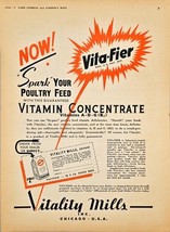 1943 VITALITY MILLS-VITA-FIER-Vitamin Concentrate-Poultry-Vintage Print ... - $10.71