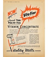 1943 VITALITY MILLS-VITA-FIER-Vitamin Concentrate-Poultry-Vintage Print ... - $10.71