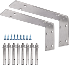 Stainless Steel L Bracket, 10X6X2 in Shelf Heavy Duty, 1/5IN Thick, 2 Pack - £55.20 GBP