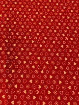 Red Cotton Fabric with Heart Pattern 1/2 Yard 44&quot; Width Quilting Sewing Crafts - $6.48