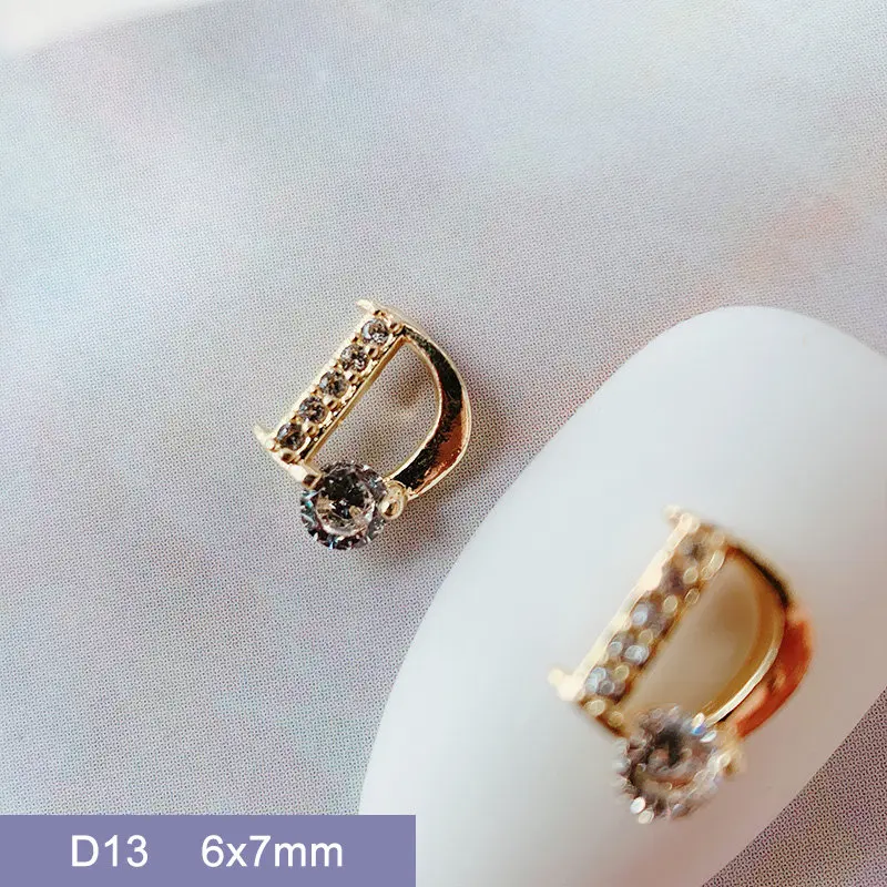 10pcs/lot D13 Kawaii 3D Letter D Zircon Crystals Rhinestone Nail Art Parts - £9.92 GBP+
