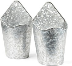 Galvanized Wall Planter 2 Pack - 10 Inch Hanging Metal Wall Vases For Flowers - - £31.96 GBP