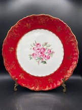 James Kent Dinner Plate. White bone china, broad red band, handpainted p... - $19.18