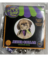 Dog Jester Collar M/L Mardi Gras Green Purple Black Bells Rubies Pet Sho... - £5.92 GBP