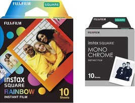 Instax Sq\. Monochrome Film - 10 Exposures (16671332) And Instax Sq\. Rainbow - £32.54 GBP