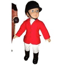 American Girl Equestrian Red Jacket/White Bodysuit &amp; Pants Boots/Hat 18&quot;... - £33.99 GBP