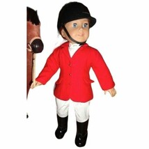 American Girl Equestrian Red Jacket/White Bodysuit &amp; Pants Boots/Hat 18&quot;... - £34.13 GBP