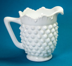 Fenton Art White Milk Glass Hobnail 6-oz Creamer Scalloped Rim - £5.87 GBP