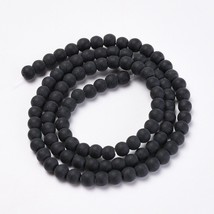 Bead Lot of 5 strands 12 inch 6mm round frosted black glass 7C8 - £8.16 GBP