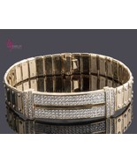 2.90 Ct Men&#39;s ID Screw Link Diamond Bracelet 14k Solid Yellow Gold Handm... - £4,178.10 GBP