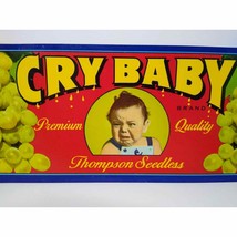 Cry Baby Grapes Fruit Crate Label Original Vintage Child Weeping 1950s - £5.46 GBP