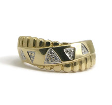 Authenticity Guarantee 
Diamond Triangle Fringe Wave Statement Ring 18K Yello... - £715.42 GBP