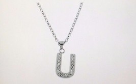 Swarovski Element Crystallized Initial U Pendant Necklace - £7.58 GBP