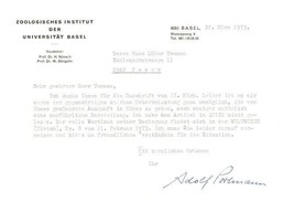 Adolf Portmann Swiss Basel Zoologist 1973 Hand Signed Letter - £32.06 GBP