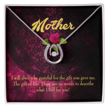 Mother of Life Lucky Horseshoe Necklace Message Card 14k w CZ Crystals - £41.06 GBP+