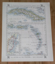 1921 Map Of West Indies Cuba Belize Puerto Rico Montreal Quebec Niagara Falls - £18.77 GBP