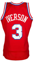 Allen Iverson Signed Philadelphia 76ers 2002-03 Red M&amp;N Swingman Jersey ... - £257.22 GBP