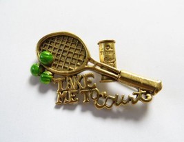 Danecraft Gold- Plated Take Me to Court Tennis Pin Brooch - £7.89 GBP