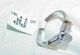 14k .50Ct VS Diamond Princess Cut Solitaire Ring New w/Tag Size 7.25 - £895.57 GBP