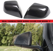 Fit 2020-2022 Tesla Model Y Real Carbon Fiber Car Side Mirror Cover Caps... - £79.83 GBP