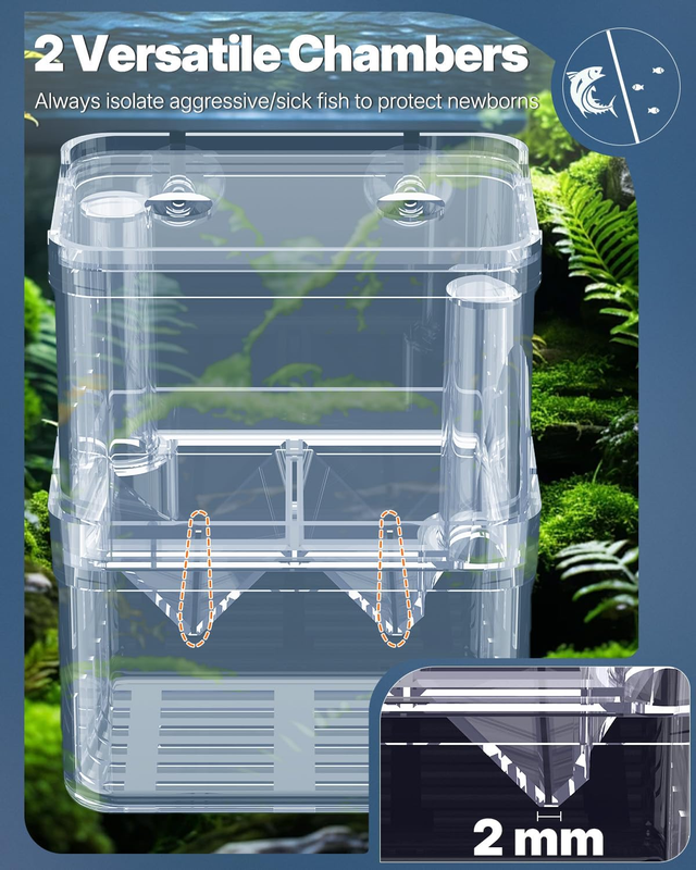 Pawfly Aquarium Breeding Box - Transparent Plastic Breeder Box for Fish Tank, Fr Item image 3