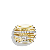 David Yurman Crossover Wide Ring in 18K Yellow Gold with Diamonds - £2,510.16 GBP