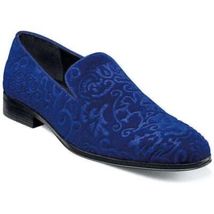 Men's Stacy Adams Saunders Debossed Velour Slip On Comfort Shoes Royal 25581-432 image 2