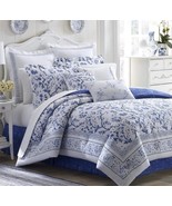 Laura Ashley Charlotte 3pc King Duvet Set Reversible White  China Blue BNIP - $2,019.94 MXN