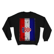Croatia : Gift Sweatshirt Flag Retro Artistic Croatian Expat Country - $28.95