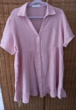 Kate Kasin Prairie Dress XL Rose Mauve Gauze Cotton Ruffled Hem - $13.96
