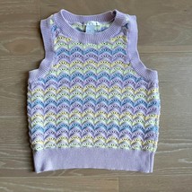 Design History Women&#39;s Stripe Sweater Crochet Vest Purple Small/Medium - £18.97 GBP